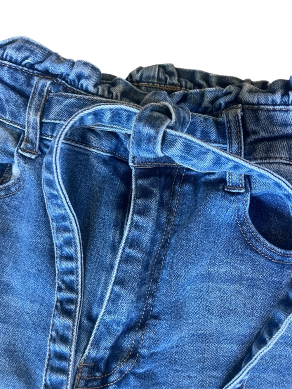 BLACK LABEL C’est Toi jeans sz 9 button zip tie front ruffle waist band - Picture 2 of 5